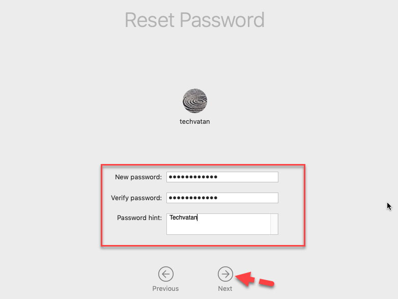 Set MacOS Mojave New Password