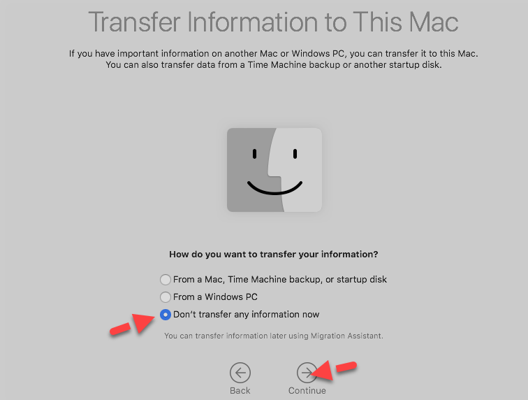 Transfer Information to MacOS Mojave
