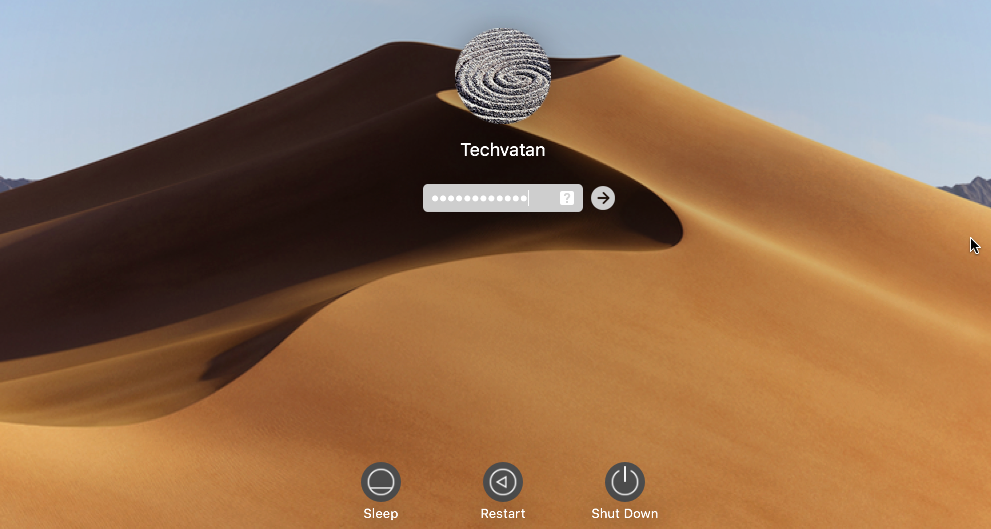 login with new password to macos mojave