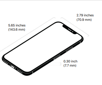 size and weight of iPhone X.