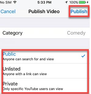 upload videos to youtube from iphone