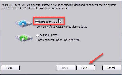 convert NTFS to FAT32 on windows 10