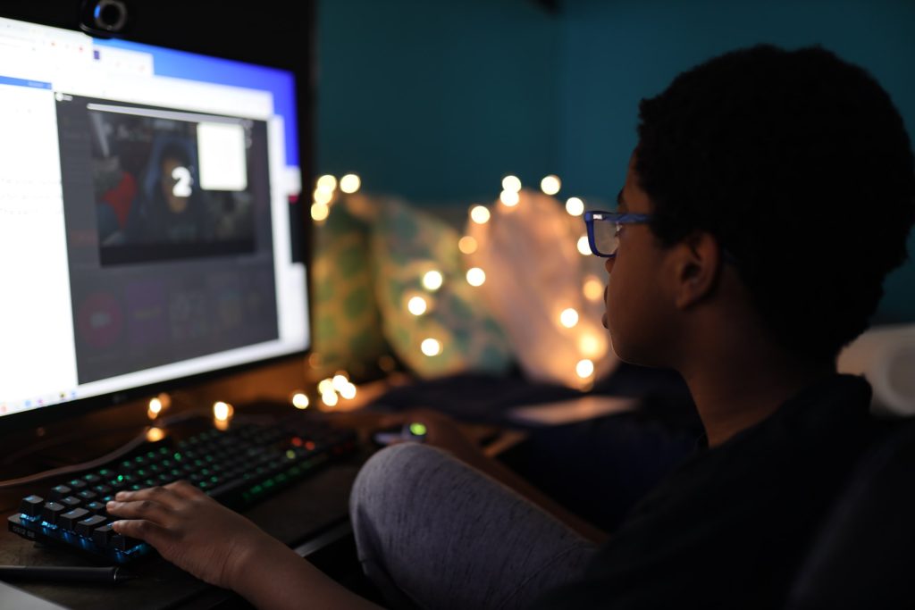 A boy playing a video game